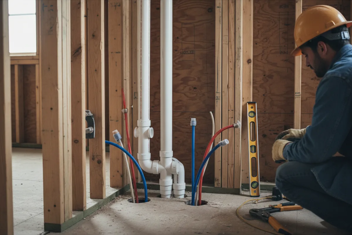 Drain and supply rough-in during Sump Pump Repair in Red Wing