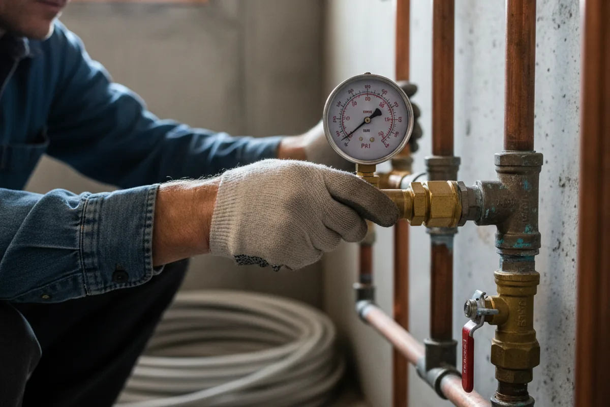 Pressure testing a repaired line during Water Line Repair in Red Wing